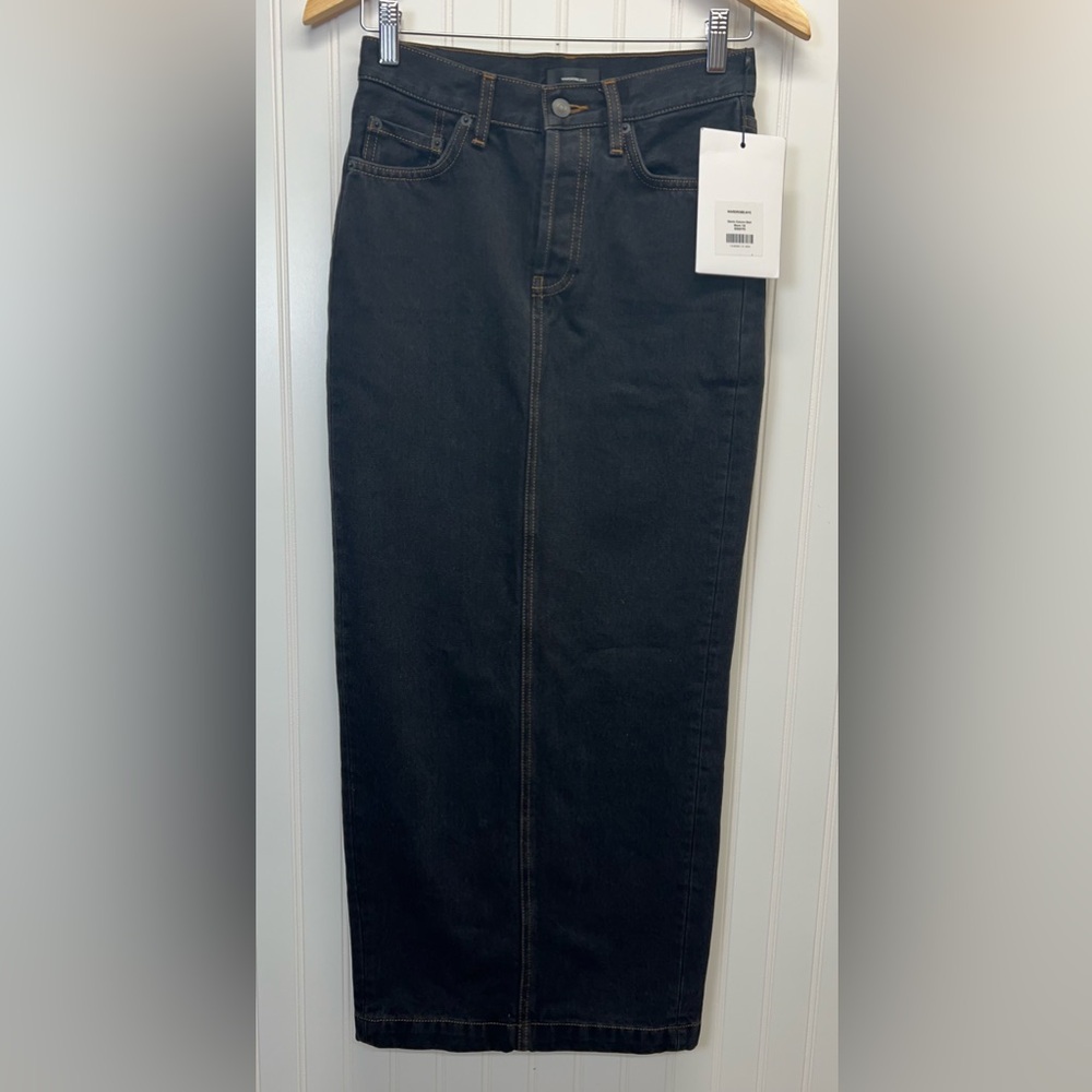 NWT Wardrobe.NYC Denim‎ Column Skirt Black Maxi Sz 23